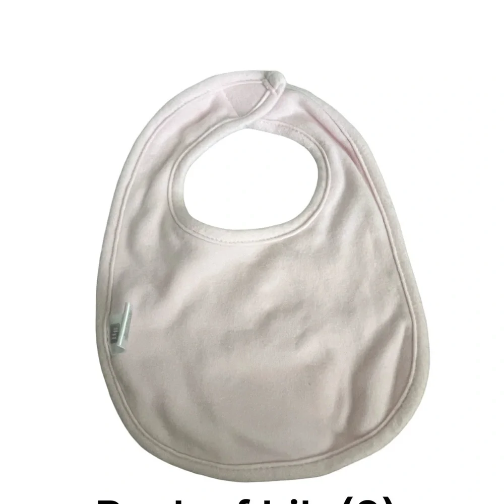 Bundle of Baby Girl Bibs. 5 Pair. Clothe colorful Pink, White and Blue.